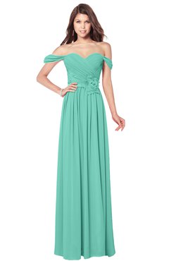 ColsBM Kaolin Mint Green Bridesmaid Dresses A-line Floor Length Zip up Short Sleeve Appliques Gorgeous