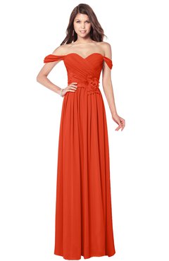 ColsBM Kaolin Persimmon Bridesmaid Dresses A-line Floor Length Zip up Short Sleeve Appliques Gorgeous