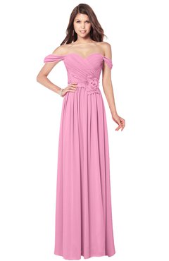 ColsBM Kaolin Pink Bridesmaid Dresses A-line Floor Length Zip up Short Sleeve Appliques Gorgeous