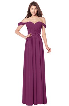 ColsBM Kaolin Raspberry Bridesmaid Dresses A-line Floor Length Zip up Short Sleeve Appliques Gorgeous