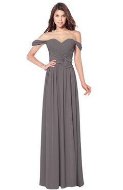ColsBM Kaolin Ridge Grey Bridesmaid Dresses A-line Floor Length Zip up Short Sleeve Appliques Gorgeous