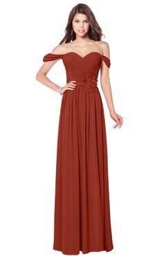 ColsBM Kaolin Rust Bridesmaid Dresses A-line Floor Length Zip up Short Sleeve Appliques Gorgeous