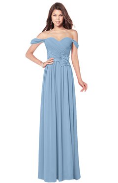 ColsBM Kaolin Sky Blue Bridesmaid Dresses A-line Floor Length Zip up Short Sleeve Appliques Gorgeous