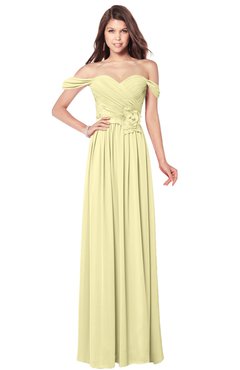 ColsBM Kaolin Soft Yellow Bridesmaid Dresses A-line Floor Length Zip up Short Sleeve Appliques Gorgeous