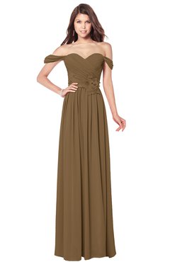 ColsBM Kaolin Truffle Bridesmaid Dresses A-line Floor Length Zip up Short Sleeve Appliques Gorgeous