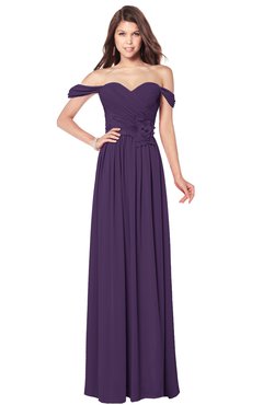 ColsBM Kaolin Violet Bridesmaid Dresses A-line Floor Length Zip up Short Sleeve Appliques Gorgeous
