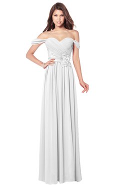 ColsBM Kaolin White Bridesmaid Dresses A-line Floor Length Zip up Short Sleeve Appliques Gorgeous
