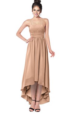 ColsBM Kinsley Almost Apricot Bridesmaid Dresses Half Backless Hi-Lo A-line Mature Sleeveless Spaghetti