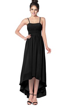 ColsBM Kinsley Black Bridesmaid Dresses Half Backless Hi-Lo A-line Mature Sleeveless Spaghetti