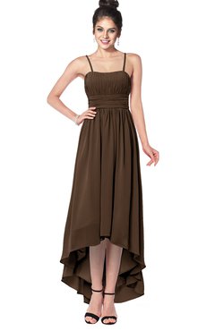 ColsBM Kinsley Chocolate Brown Bridesmaid Dresses Half Backless Hi-Lo A-line Mature Sleeveless Spaghetti