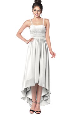 ColsBM Kinsley Cloud White Bridesmaid Dresses Half Backless Hi-Lo A-line Mature Sleeveless Spaghetti
