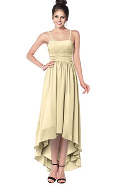 ColsBM Kinsley Cornhusk Bridesmaid Dresses Half Backless Hi-Lo A-line Mature Sleeveless Spaghetti
