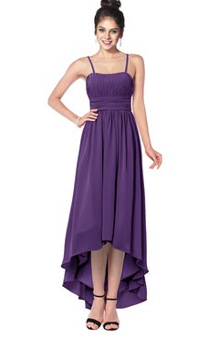 ColsBM Kinsley Dark Purple Bridesmaid Dresses Half Backless Hi-Lo A-line Mature Sleeveless Spaghetti