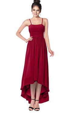 ColsBM Kinsley Dark Red Bridesmaid Dresses Half Backless Hi-Lo A-line Mature Sleeveless Spaghetti