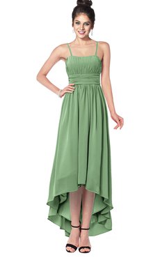 ColsBM Kinsley Fair Green Bridesmaid Dresses Half Backless Hi-Lo A-line Mature Sleeveless Spaghetti