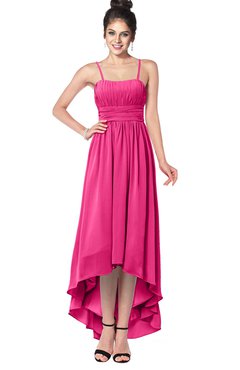 ColsBM Kinsley Fandango Pink Bridesmaid Dresses Half Backless Hi-Lo A-line Mature Sleeveless Spaghetti
