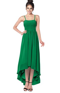 ColsBM Kinsley Green Bridesmaid Dresses Half Backless Hi-Lo A-line Mature Sleeveless Spaghetti