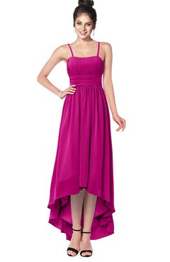 ColsBM Kinsley Hot Pink Bridesmaid Dresses Half Backless Hi-Lo A-line Mature Sleeveless Spaghetti