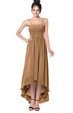 ColsBM Kinsley Light Brown Bridesmaid Dresses Half Backless Hi-Lo A-line Mature Sleeveless Spaghetti