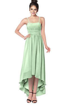 ColsBM Kinsley Light Green Bridesmaid Dresses Half Backless Hi-Lo A-line Mature Sleeveless Spaghetti