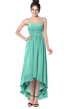 ColsBM Kinsley Mint Green Bridesmaid Dresses Half Backless Hi-Lo A-line Mature Sleeveless Spaghetti