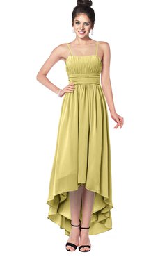 ColsBM Kinsley Misted Yellow Bridesmaid Dresses Half Backless Hi-Lo A-line Mature Sleeveless Spaghetti
