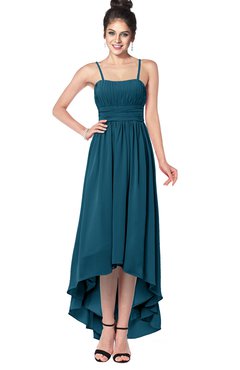 ColsBM Kinsley Moroccan Blue Bridesmaid Dresses Half Backless Hi-Lo A-line Mature Sleeveless Spaghetti