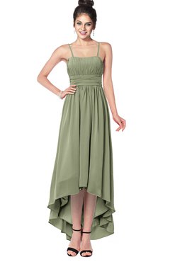 ColsBM Kinsley Moss Green Bridesmaid Dresses Half Backless Hi-Lo A-line Mature Sleeveless Spaghetti