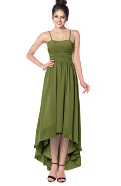 ColsBM Kinsley Olive Green Bridesmaid Dresses Half Backless Hi-Lo A-line Mature Sleeveless Spaghetti