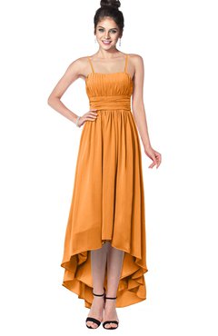 ColsBM Kinsley Orange Bridesmaid Dresses Half Backless Hi-Lo A-line Mature Sleeveless Spaghetti