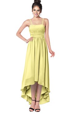 ColsBM Kinsley Pastel Yellow Bridesmaid Dresses Half Backless Hi-Lo A-line Mature Sleeveless Spaghetti