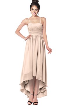 ColsBM Kinsley Peach Puree Bridesmaid Dresses Half Backless Hi-Lo A-line Mature Sleeveless Spaghetti