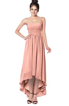 ColsBM Kinsley Peach Bridesmaid Dresses Half Backless Hi-Lo A-line Mature Sleeveless Spaghetti