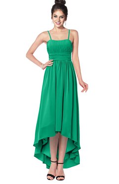 ColsBM Kinsley Pepper Green Bridesmaid Dresses Half Backless Hi-Lo A-line Mature Sleeveless Spaghetti