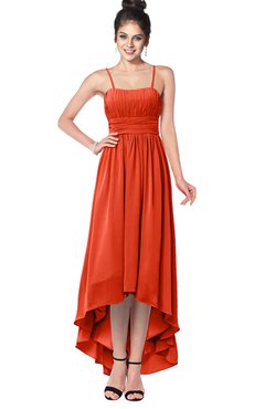 ColsBM Kinsley Persimmon Bridesmaid Dresses Half Backless Hi-Lo A-line Mature Sleeveless Spaghetti