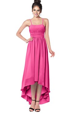 ColsBM Kinsley Rose Pink Bridesmaid Dresses Half Backless Hi-Lo A-line Mature Sleeveless Spaghetti