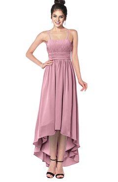 ColsBM Kinsley Rosebloom Bridesmaid Dresses Half Backless Hi-Lo A-line Mature Sleeveless Spaghetti
