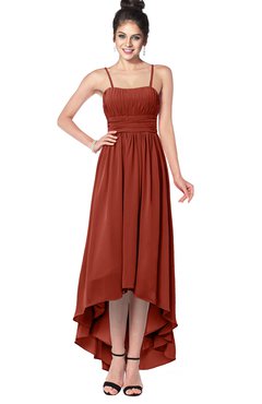 ColsBM Kinsley Rust Bridesmaid Dresses Half Backless Hi-Lo A-line Mature Sleeveless Spaghetti