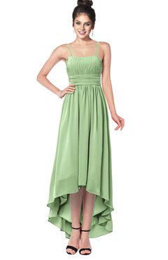 ColsBM Kinsley Sage Green Bridesmaid Dresses Half Backless Hi-Lo A-line Mature Sleeveless Spaghetti