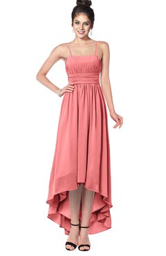 ColsBM Kinsley Shell Pink Bridesmaid Dresses Half Backless Hi-Lo A-line Mature Sleeveless Spaghetti