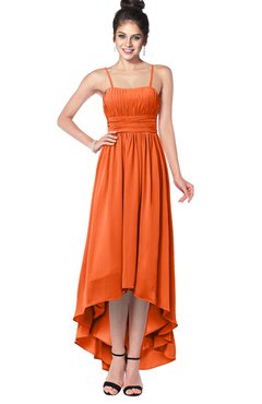 ColsBM Kinsley Tangerine Bridesmaid Dresses Half Backless Hi-Lo A-line Mature Sleeveless Spaghetti