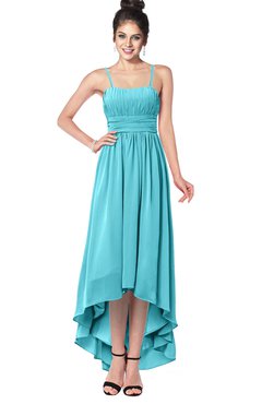 ColsBM Kinsley Turquoise Bridesmaid Dresses Half Backless Hi-Lo A-line Mature Sleeveless Spaghetti