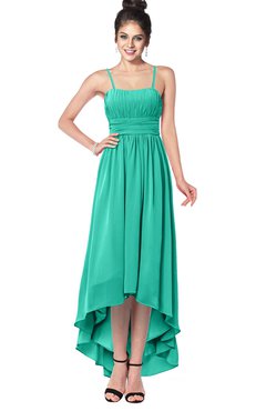 ColsBM Kinsley Viridian Green Bridesmaid Dresses Half Backless Hi-Lo A-line Mature Sleeveless Spaghetti