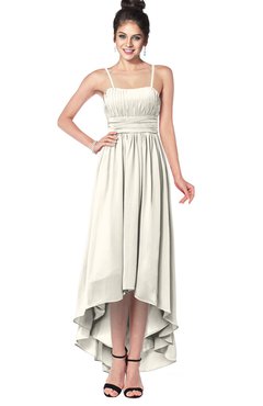 ColsBM Kinsley Whisper White Bridesmaid Dresses Half Backless Hi-Lo A-line Mature Sleeveless Spaghetti