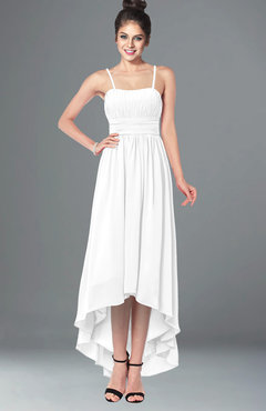 ColsBM Kinsley White Bridesmaid Dresses Half Backless Hi-Lo A-line Mature Sleeveless Spaghetti