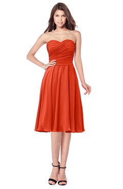 ColsBM Purdie Persimmon Bridesmaid Dresses A-line Strapless Half Backless Tea Length Sleeveless Gorgeous