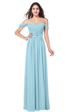 ColsBM Katelyn Aqua Bridesmaid Dresses Zip up A-line Floor Length Sweetheart Short Sleeve Gorgeous