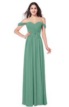 ColsBM Katelyn Beryl Green Bridesmaid Dresses Zip up A-line Floor Length Sweetheart Short Sleeve Gorgeous