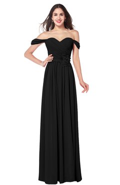 ColsBM Katelyn Black Bridesmaid Dresses Zip up A-line Floor Length Sweetheart Short Sleeve Gorgeous