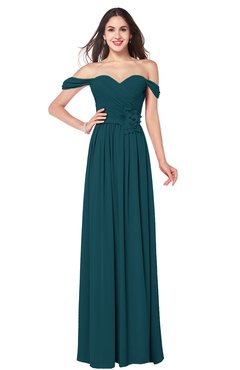 ColsBM Katelyn Blue Green Bridesmaid Dresses Zip up A-line Floor Length Sweetheart Short Sleeve Gorgeous